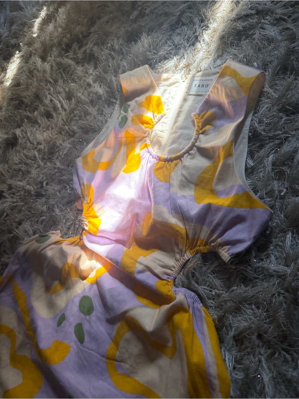 Sabo Skirt Yellow & Lavender Abstract Mini Dress